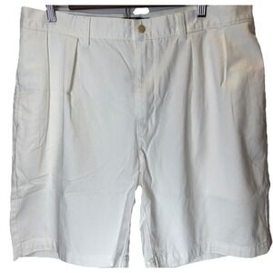 Vintage‎ Polo Ralph Lauren Tyler Short Mens 38 White Pleated 8" Inseam  90s